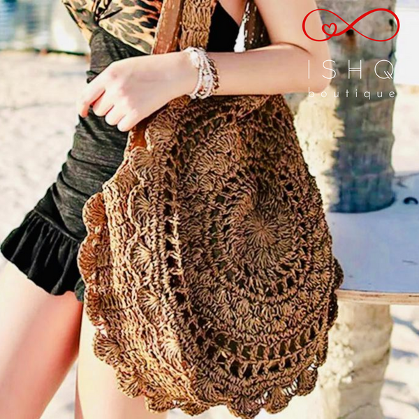 Zoey ~ Handmade Woven Rattan Flower Tote - Ishq Boutique
