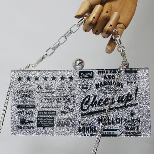 Roxy ~ Silver Sparkle Print Clutch - Ishq Boutique