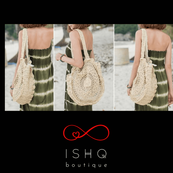 Zoey ~ Handmade Woven Rattan Flower Tote - Ishq Boutique
